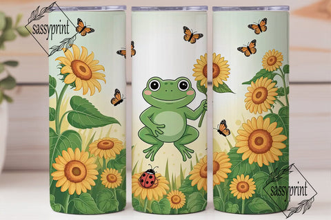 Sunflower Frog 20oz Tumbler Wrap Sublimation sassyprint 