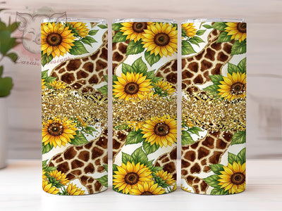 Sunflower Giraffe Glitter 20oz Tumbler, Sunflower Giraffe, Giraffe Glitter, Sunflower Glitter, Giraffe Tumbler, Sunflower Tumbler, Glitter Giraffe PNG, 20oz Tumbler Wrap Sublimation Lara' s Designs 
