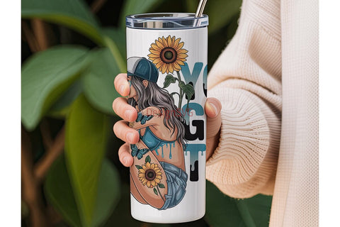Sunflower Girl 20oz Tumbler Design Sublimation DesignSVG 