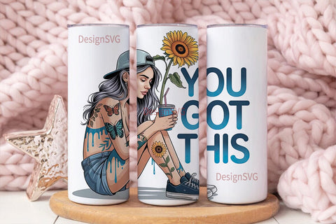 Sunflower Girl 20oz Tumbler Design Sublimation DesignSVG 
