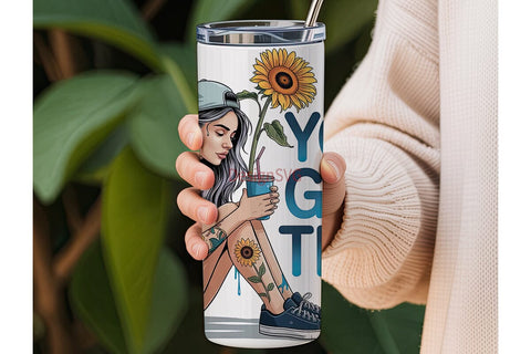 Sunflower Girl 20oz Tumbler Design Sublimation DesignSVG 