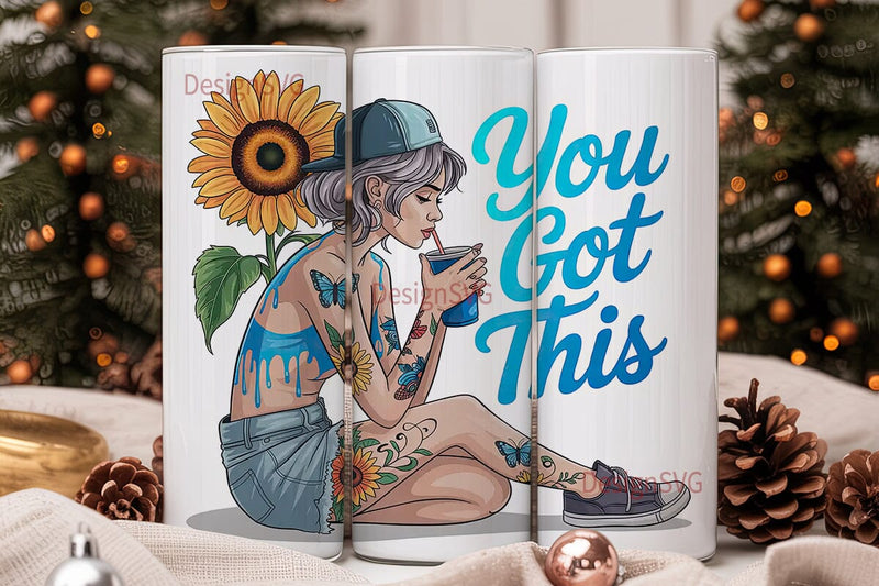 Sunflower Girl 20oz Tumbler Design Sublimation DesignSVG 
