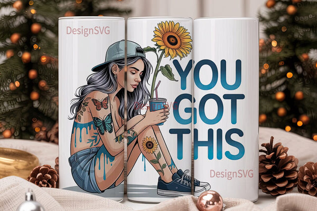 Sunflower Girl 20oz Tumbler Design Sublimation DesignSVG 