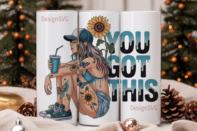 Sunflower Girl 20oz Tumbler Design Sublimation DesignSVG 