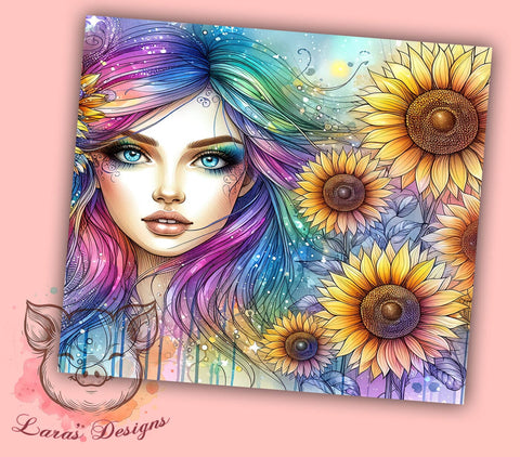 Sunflower Girl 20oz Tumbler Png, Straight & Tapered Tumbler Png, Western Sunflower Tumbler Png, Digital Download PNG Sublimation Lara' s Designs 