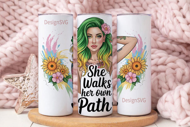Sunflower Girl 20oz Tumbler Wrap Sublimation DesignSVG 