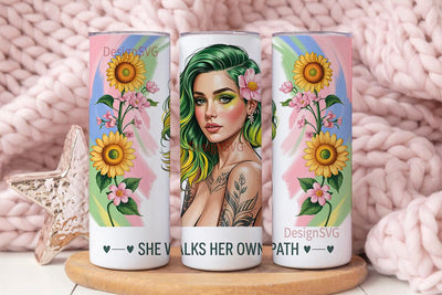 Sunflower Girl 20oz Tumbler Wrap Sublimation DesignSVG 