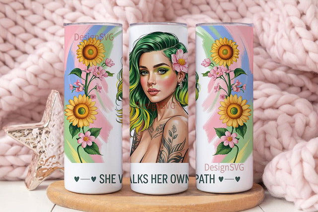 Sunflower Girl 20oz Tumbler Wrap Sublimation DesignSVG 