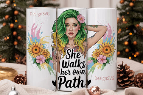 Sunflower Girl 20oz Tumbler Wrap Sublimation DesignSVG 