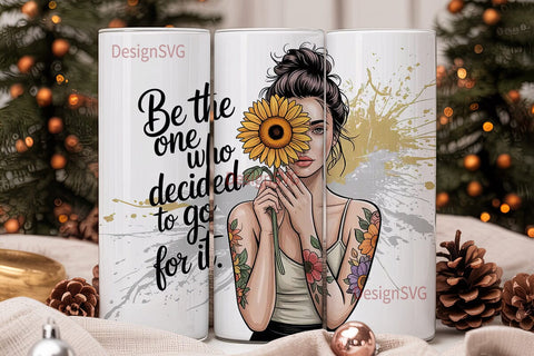 Sunflower Girl Inspiration Tumbler Wrap Sublimation DesignSVG 