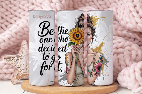 Sunflower Girl Inspiration Tumbler Wrap Sublimation DesignSVG 