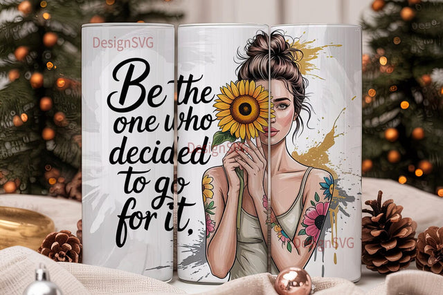 Sunflower Girl Inspiration Tumbler Wrap Sublimation DesignSVG 