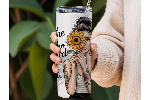 Sunflower Girl Inspiration Tumbler Wrap Sublimation DesignSVG 