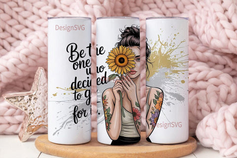 Sunflower Girl Inspiration Tumbler Wrap Sublimation DesignSVG 