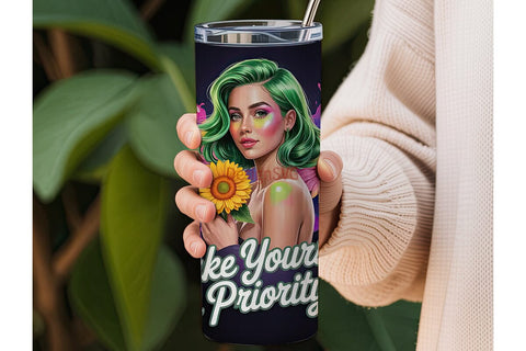 Sunflower Girl Power 20oz Tumbler Wrap Sublimation DesignSVG 