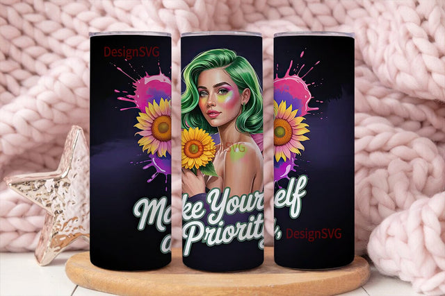 Sunflower Girl Power 20oz Tumbler Wrap Sublimation DesignSVG 