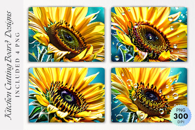 Sunflower Glass Cutting Board PNG Design Sublimation Regulrcrative 