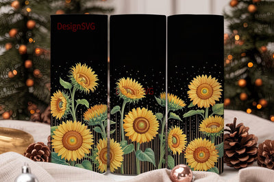 Sunflower Glitter 20oz Tumbler Wrap Sublimation DesignSVG 