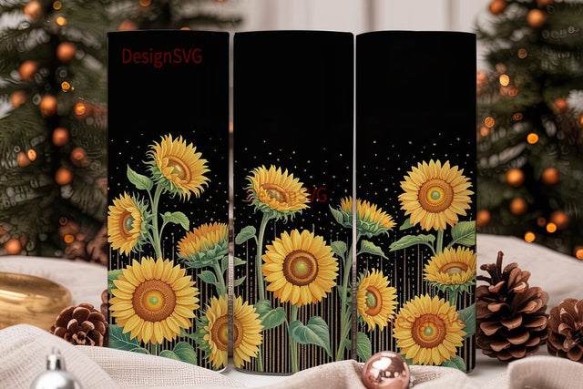 Sunflower Glitter 20oz Tumbler Wrap Sublimation DesignSVG 