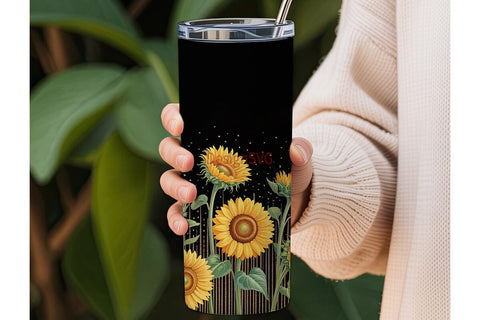 Sunflower Glitter 20oz Tumbler Wrap Sublimation DesignSVG 