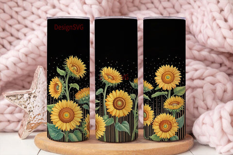 Sunflower Glitter 20oz Tumbler Wrap Sublimation DesignSVG 