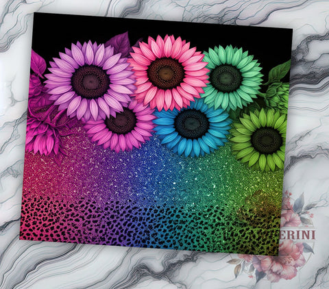 Sunflower Glitter Leopard 20oz Tumbler, Sunflower Tumbler, Glitter Leopard Design, 20oz Tumbler, Animal Print Wrap, Floral Sublimation, Gift for Nature Lovers, Trendy Drinkware Sublimation Li Zamperini 