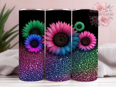 Sunflower Glitter Leopard 20oz Tumbler, Sunflower Tumbler, Glitter Leopard Design, 20oz Tumbler, Animal Print Wrap, Floral Sublimation, Gift for Nature Lovers, Trendy Drinkware Sublimation Li Zamperini 