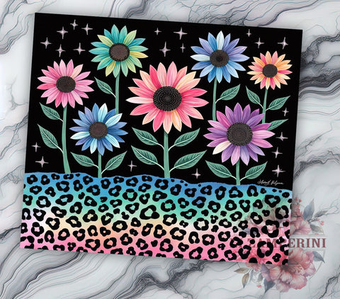 Sunflower Glitter Leopard 20oz Tumbler, Sunflower Tumbler, Glitter Leopard Design, 20oz Tumbler, Animal Print Wrap, Floral Sublimation, Gift for Nature Lovers, Trendy Drinkware Sublimation Li Zamperini 