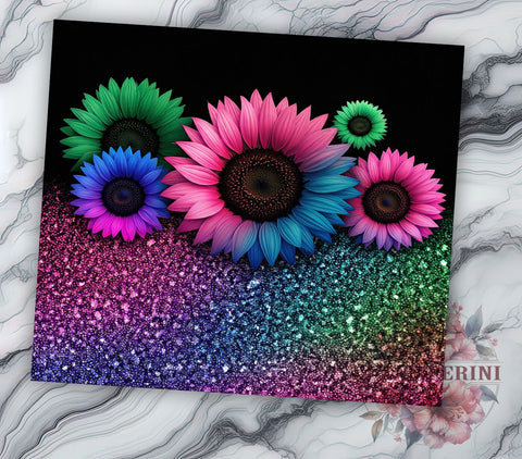 Sunflower Glitter Leopard 20oz Tumbler, Sunflower Tumbler, Glitter Leopard Design, 20oz Tumbler, Animal Print Wrap, Floral Sublimation, Gift for Nature Lovers, Trendy Drinkware Sublimation Li Zamperini 