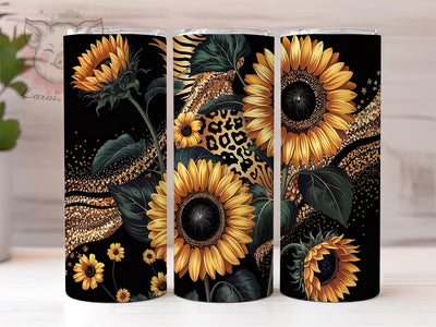 Sunflower Glitter Leopard Tumbler, Glitter Leopard Tumbler, Seamless Sublimation Design, Animal Print Tumbler, Floral Leopard Wrap, Sparkly Sunflower Tumbler, Trendy Tumbler Design Sublimation Lara' s Designs 