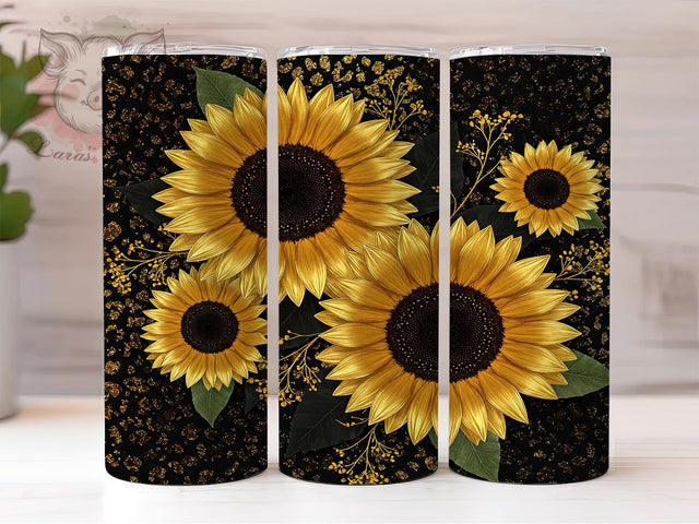 Sunflower Glitter Leopard Tumbler, Glitter Leopard Tumbler, Seamless Sublimation Design, Animal Print Tumbler, Floral Leopard Wrap, Sparkly Sunflower Tumbler, Trendy Tumbler Design Sublimation Lara' s Designs 