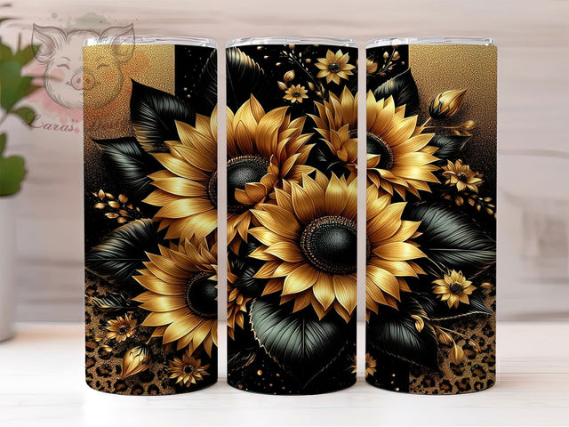 Sunflower Glitter Leopard Tumbler, Glitter Leopard Tumbler, Seamless Sublimation Design, Animal Print Tumbler, Floral Leopard Wrap, Sparkly Sunflower Tumbler, Trendy Tumbler Design Sublimation Lara' s Designs 