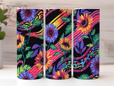 Sunflower Glitter Leopard Tumbler Wrap, Glitter Leopard Design, 20oz Sublimation File, Leopard Print Tumbler, Floral Glitter Wrap, Animal Print Tumbler, Digital Sunflower Design Sublimation Lara' s Designs 
