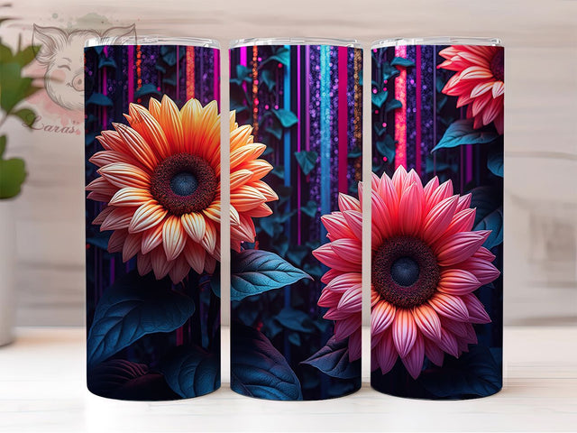 Sunflower Glitter Leopard Tumbler Wrap, Glitter Leopard Design, 20oz Sublimation File, Leopard Print Tumbler, Floral Glitter Wrap, Animal Print Tumbler, Digital Sunflower Design Sublimation Lara' s Designs 