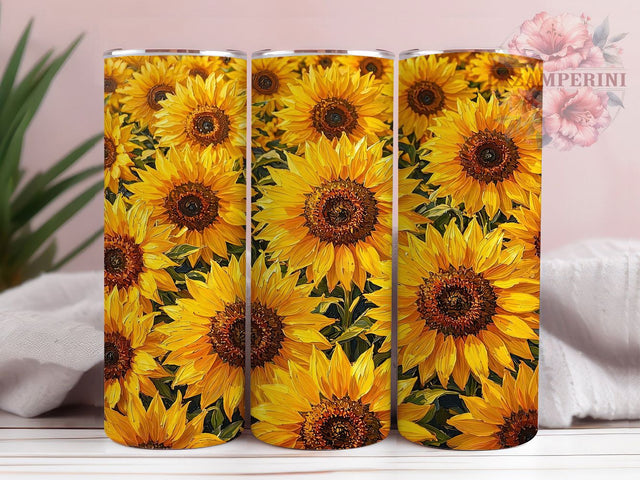 Sunflower Glow Texture 20oz Tumbler, Sunflower Motif, Glow Effect, Textured Design, Floral Theme, Rustic Charm, Skinny Tumbler, Sublimation PNG Sublimation Li Zamperini 