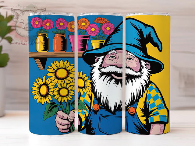 Sunflower Gnome 20oz Tumbler, Floral Gnome Wrap, Sunflower Sublimation Design, Cute Gnome Tumbler, 20oz Tumbler Wrap, Sublimation Design PNG, Rustic Garden Gift Sublimation Lara' s Designs 