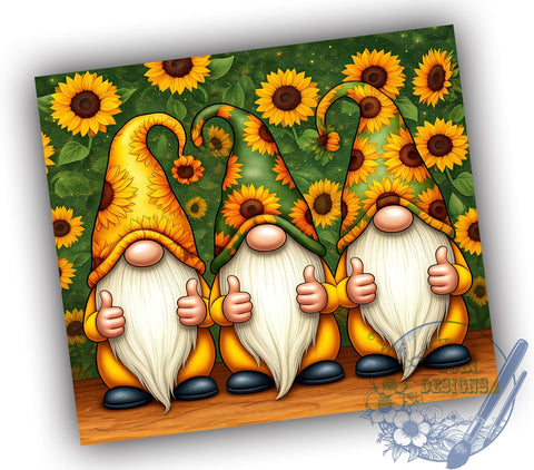 Sunflower Gnome 20oz Tumbler, Sunflower Design, 20oz Sublimation, Cute Gnomies, Floral Drinkware, Unique Gift, Spring Tumbler Wrap Sublimation ToriDesigns 