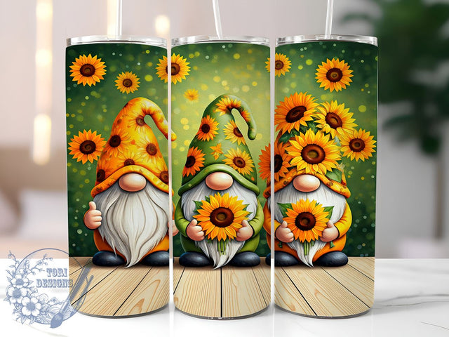 Sunflower Gnome 20oz Tumbler, Sunflower Design, 20oz Sublimation, Cute Gnomies, Floral Drinkware, Unique Gift, Spring Tumbler Wrap Sublimation ToriDesigns 