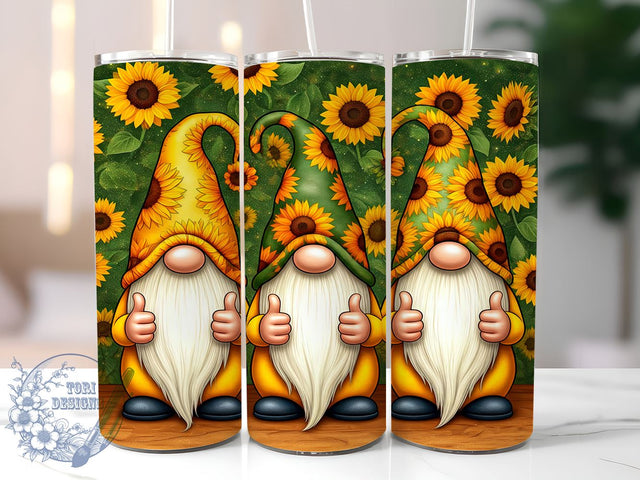 Sunflower Gnome 20oz Tumbler, Sunflower Design, 20oz Sublimation, Cute Gnomies, Floral Drinkware, Unique Gift, Spring Tumbler Wrap Sublimation ToriDesigns 