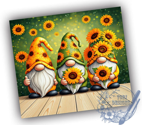 Sunflower Gnome 20oz Tumbler, Sunflower Design, 20oz Sublimation, Cute Gnomies, Floral Drinkware, Unique Gift, Spring Tumbler Wrap Sublimation ToriDesigns 
