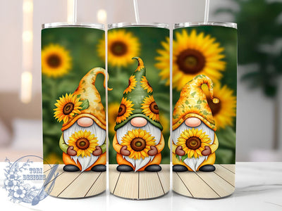 Sunflower Gnome 20oz Tumbler, Sunflower Design, 20oz Sublimation, Cute Gnomies, Floral Drinkware, Unique Gift, Spring Tumbler Wrap Sublimation ToriDesigns 