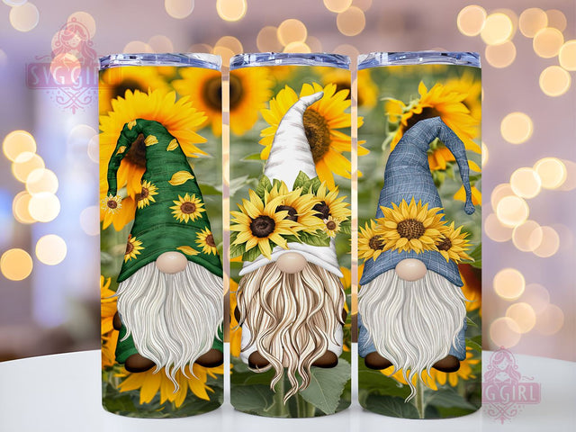 Sunflower Gnome 20oz Tumbler Wrap Sublimation Design, Straight Tapered Tumbler Wrap, Gnome Tumbler Png, Instant Digital Download Sublimation SvggirlplusArt 