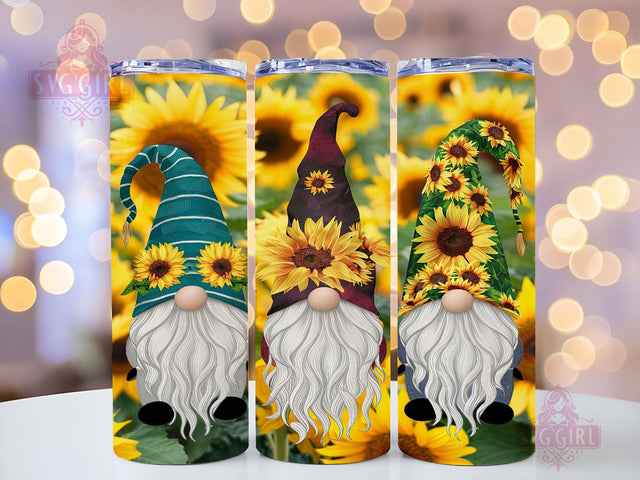 Sunflower Gnome 20oz Tumbler Wrap Sublimation Design, Straight Tapered Tumbler Wrap, Gnome Tumbler Png, Instant Digital Download Sublimation SvggirlplusArt 