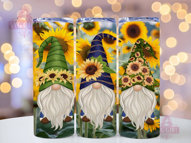 Sunflower Gnome 20oz Tumbler Wrap Sublimation Design, Straight Tapered Tumbler Wrap, Gnome Tumbler Png, Instant Digital Download Sublimation SvggirlplusArt 