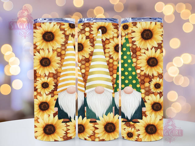 Sunflower Gnome 20oz Tumbler Wrap Sublimation Design, Straight Tapered Tumbler Wrap, Gnome Tumbler Png, Instant Digital Download Sublimation SvggirlplusArt 