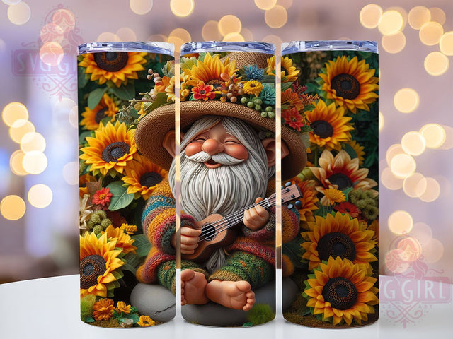 Sunflower Gnome Cute 20oz Tumbler, Cute Gift, Sublimation Wrap, Gnome Mug, 20oz Tumbler Design, Floral Gnome Art, Seasonal Theme Sublimation SvggirlplusArt 