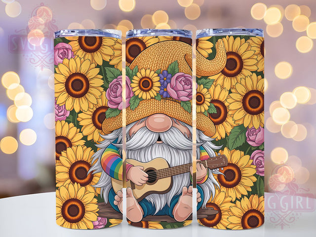 Sunflower Gnome Cute 20oz Tumbler, Cute Gift, Sublimation Wrap, Gnome Mug, 20oz Tumbler Design, Floral Gnome Art, Seasonal Theme Sublimation SvggirlplusArt 