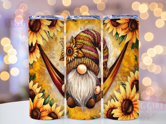 Sunflower Gnome Floral 20oz Tumbler, Floral Gnome Wrap, 20oz Sublimation Tumbler, Cute Gnome Tumbler, Rustic Sunflower Design, Boho Gnome Tumbler, Summer Gnome Tumbler Sublimation SvggirlplusArt 