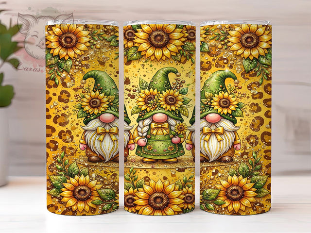 Sunflower Gnome Leopard 20oz Tumbler, Sunflower Gnome, Gnome Leopard, Leopard Tumbler, 20oz Tumbler, Sunflower Tumbler, Gnome Tumbler, Tumbler Wrap Sublimation Lara' s Designs 