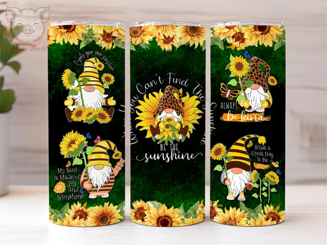 Sunflower Gnome Quotes 20oz Skinny Tumbler Wrap Design, Spring Fall Tumbler Png, Sublimation Design, Digital, Digital Download PNG Sublimation Lara' s Designs 